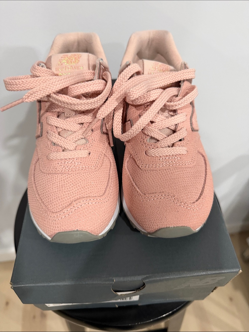 New Balance Sparkly Rosé Pink Sneakers - Picture 3 of 8